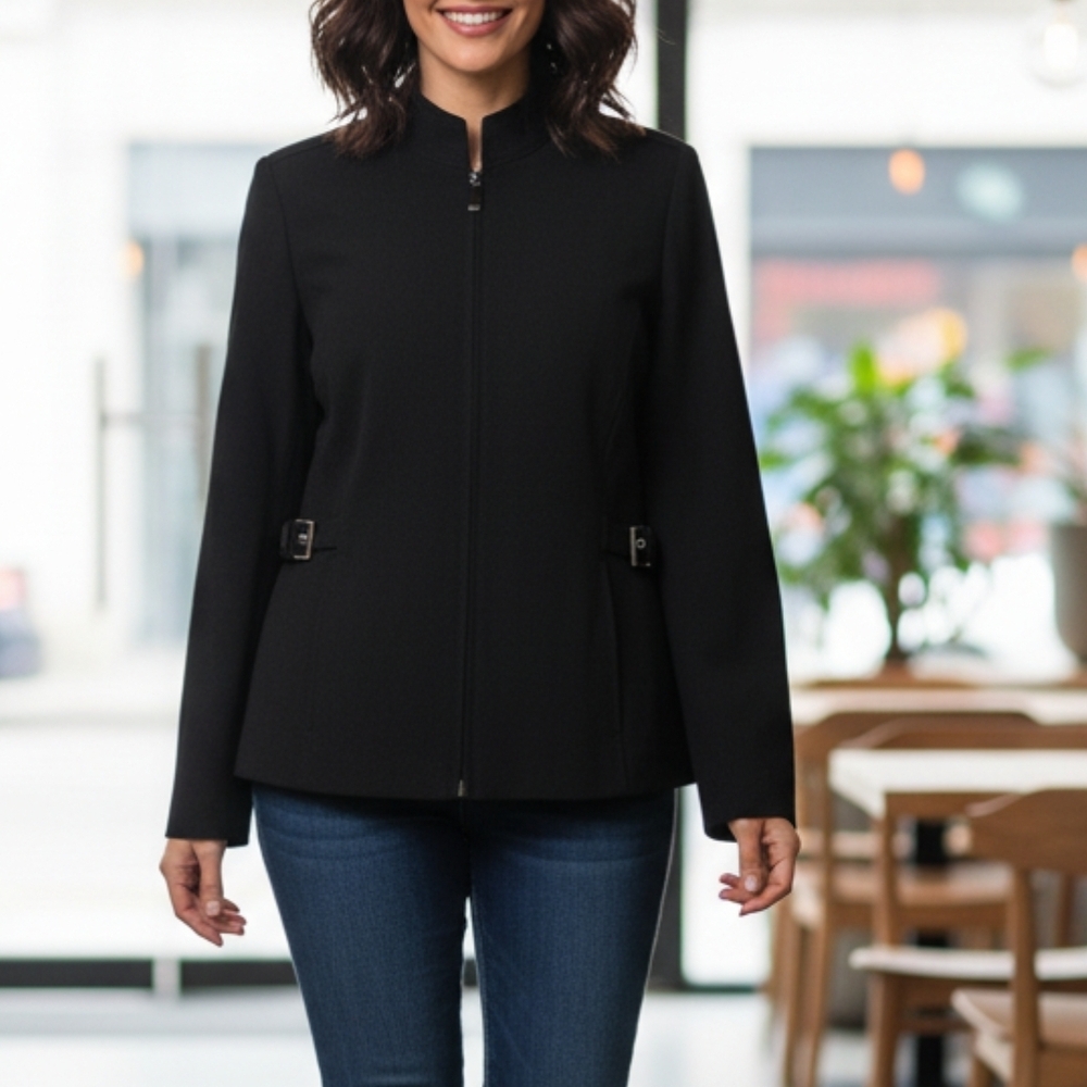 Rafaella Black  Blazer with Buckle Accents, 12, GUC✔️